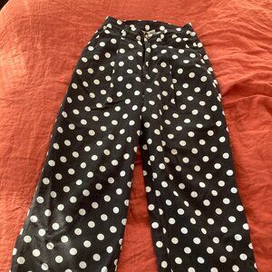 Lucy and Yak Black and White Wide-Legged Cole Jeans